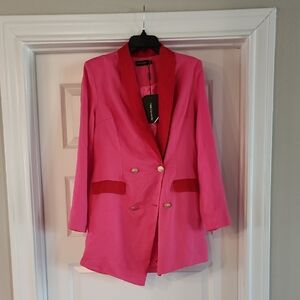 Pretty Little Thing Pink and Red Double-Breasted Women's Blazer Dress